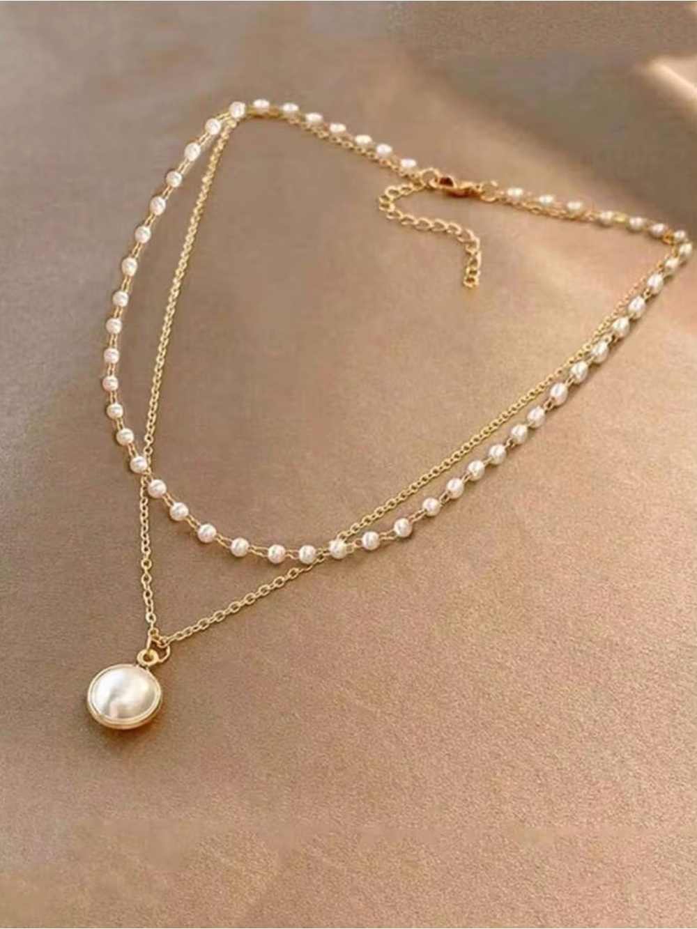 Gold Pearl Layered Necklace